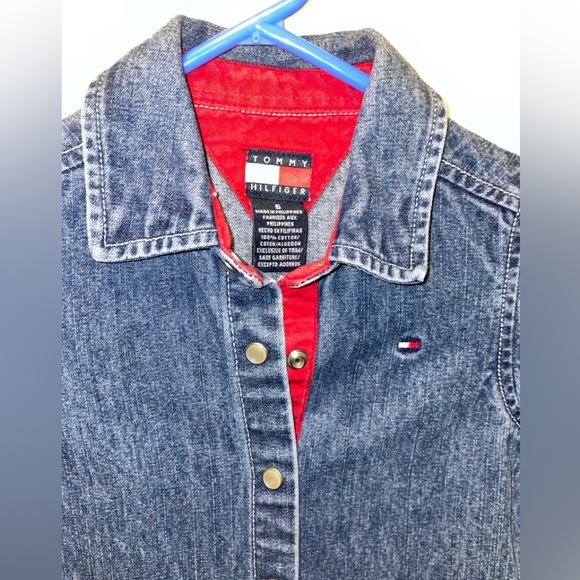 Tommy Hilfiger Denim Dress Girls Long Sleeve Pearl Snap Jumper Size 6 - Picture 2 of 7